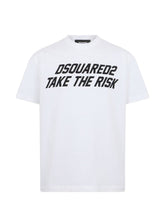 Take The Risk" Slanted Typography White Tee