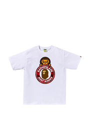 Red Plaid Busy Works Emblem Tee