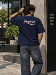 Navy Wave Oversized Tee