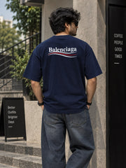Navy Wave Oversized Tee