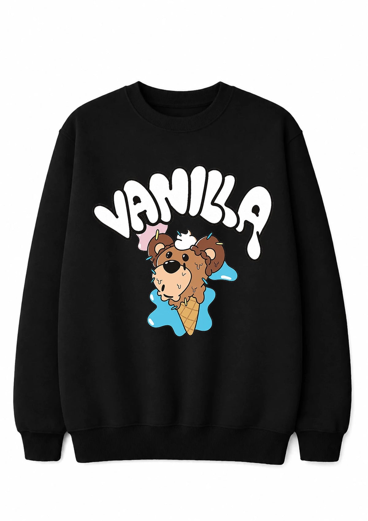 Bear “VANILLA” Graphic Fleece Sweatshirt